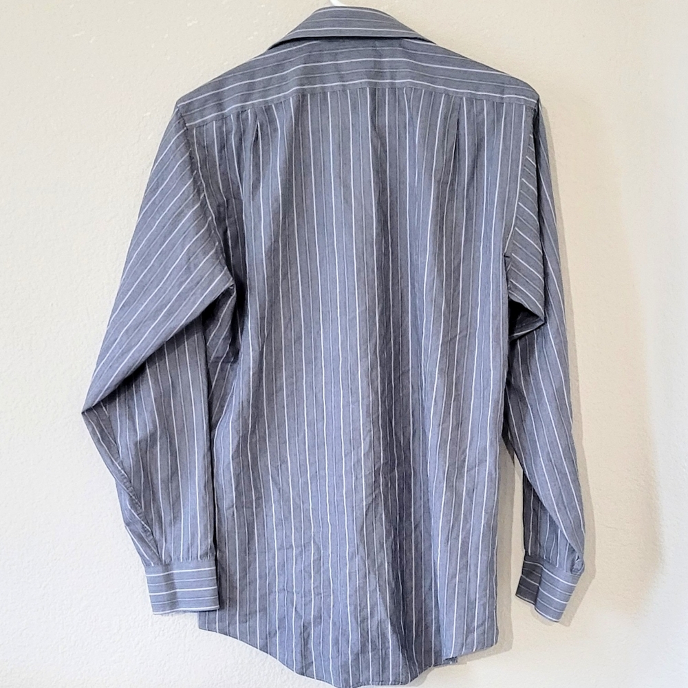FITTED Gray and White Striped Dress Shirt - Picture 3 of 4
